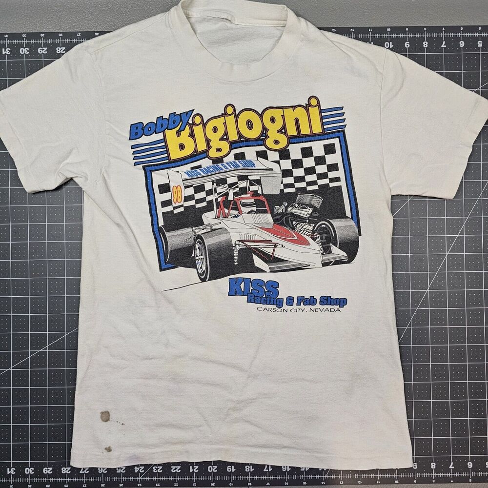 Vintage Bobby Bigiogni Tshirt Small Car Racing 90s Singlestitch Formula Indy